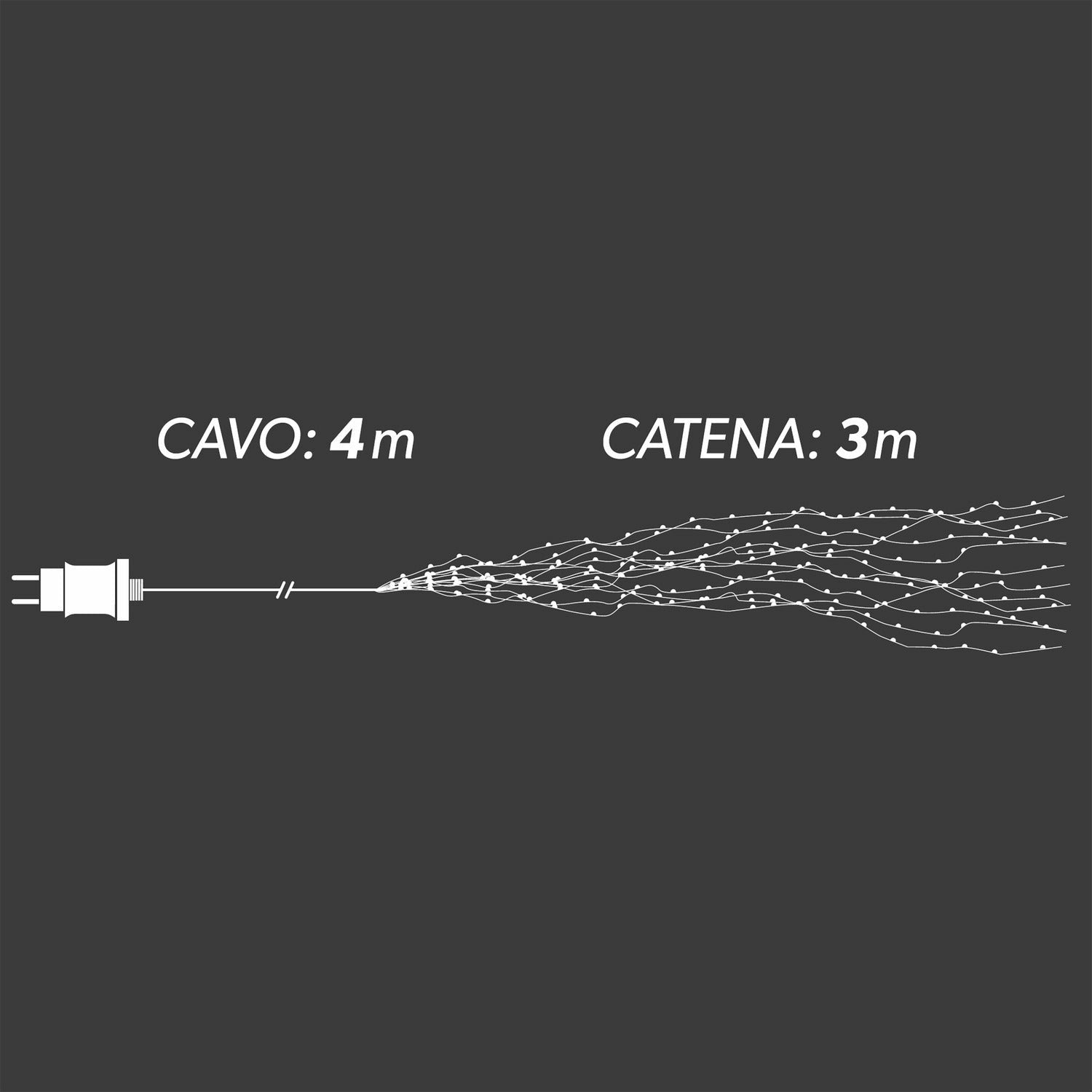 DICTROLUX - Cascata Luminosa 900 microled Bianco Freddo con 180 Flash - altezza 3 metri